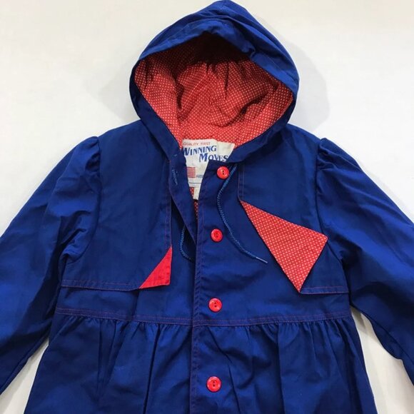 Vintage Winning Moves Girls Youth Size 12 Full Length Jacket Blue Red Polka Dot - Picture 3 of 10
